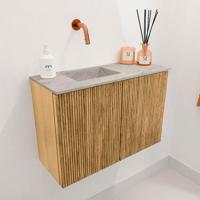 Toiletmeubel Mondiaz Joya Dlux | 60 cm | Meubelkleur Oak | Faye wastafel Glace Wasbak Links | Zonder kraangat(en)