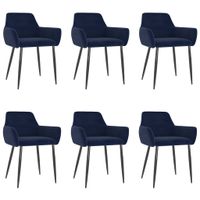 vidaXL Eetkamerstoelen 6 st fluweel blauw - thumbnail
