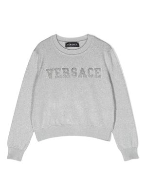 Versace Kids pull à logo appliqué - Argent