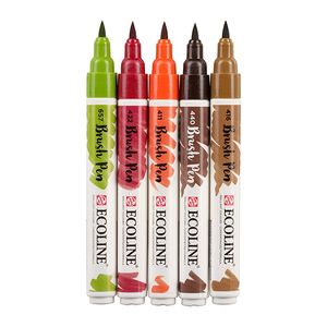 Brushpen Talens Ecoline set-herfst assorti blister ÃƒÆ’ 5 stuks ass