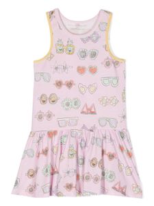 Stella McCartney Kids robe mi-longue à imprimé lunettes - Rose