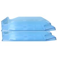 Kantoor Brievenbakjes - 2x - A4 formaat - kunststof - Blauw - Stapelbaar - Documenten bakjes