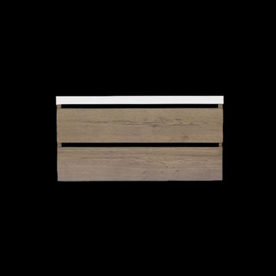 Onderkast Sanilux Trendline Met Greeplijst Mat Zwart 120x47x52 cm Tabak Oak Sanilux
