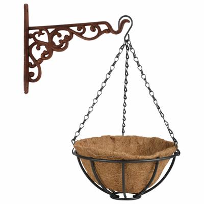 Esschert Design Hanging basket - 25 cm - met muurhaak en kokos inlegveld