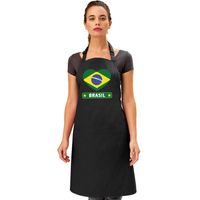 Braziliaanse vlag in hart keukenschort/ barbecueschort zwart heren en dames - Feestschorten