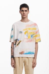 T-shirt met korte mouwen en aquarelprint - WHITE - XL