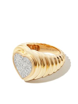 Yvonne Léon chevalière Mini Heart en or 9ct sertie de diamants