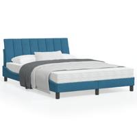 Bed met matras "Hanko" fluweel blauw 120x200 cm