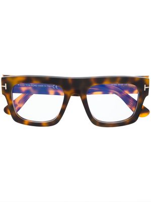 TOM FORD Eyewear lunettes de vue à effet écaille de tortue - Marron