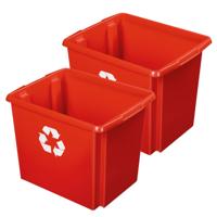 Sunware opslagbox - 2x - kunststof - 45 liter - rood - 45 x 36 x 36 cm - opbergers - stapelbaar