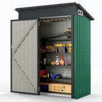 Tuinhuis Metaal 150 x 90,5 x 185 cm 1,5 m³ Gereedschapsruimte met Schuin Dak Groen