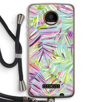 Tropical Palms Blue: Motorola Moto Z Force Transparant Hoesje met koord