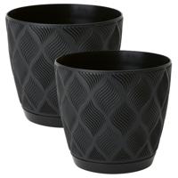 Form Plastic Plantenpot/bloempot New Age - 2x - kunststof - zwart - D27 x H24 cm