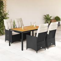5-delige Tuinset met kussens poly rattan zwart 5-delige Tuinset met kussens poly rattan zwart