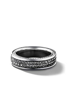 David Yurman bague Streamline Two Row Band en argent sterling pavée de diamants (6,5 mm)