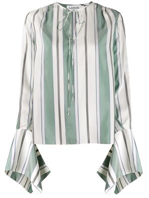 Lanvin blouse rayée à détail de manchette - Vert