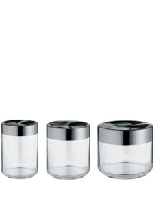 Alessi lot de trois bocaux en verre - Argent