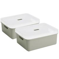 Sunware opbergbox - 2x stuks - 24 liter - lichtgroen - kunststof - transparante deksel - 45x35x18 cm