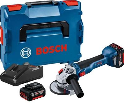 BOSCH PROFESSIONAL GWS 18V-10 Haakse slijper + 2 accu's 4,0Ah + GAL 18V-40 + L-BOXX