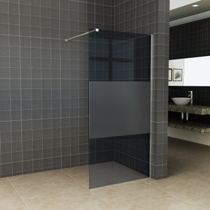 BWS Inloopdouche Pro Line Rookglas met Middenband 110x200 8mm Nano Coating RVS Profiel en Stang