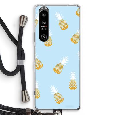 Ananasjes: Sony Xperia 1 III Transparant Hoesje met koord