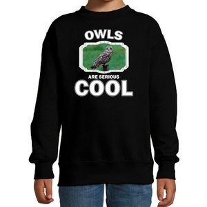 Sweater owls are serious cool zwart kinderen - uilen/ velduil trui