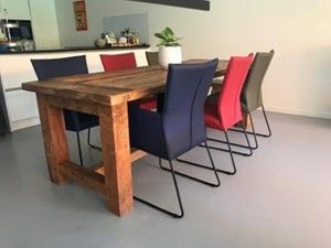 Set van 6 leren eetkamerstoelen - met designpoot - verschillende kleuren leer - Echt leer, Industrieel, ontdek de vele Leersoorten en Kleuren bij ShopX