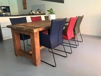 Set van 6 leren eetkamerstoelen - met designpoot - verschillende kleuren leer - Echt leer, Industrieel, ontdek de vele Leersoorten en Kleuren bij ShopX