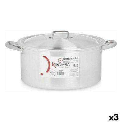Kookpot met Deksel Kinvara 100011 100011 Zilverkleurig 12,5 L 44 x 19 x 35 cm (3 Stuks)
