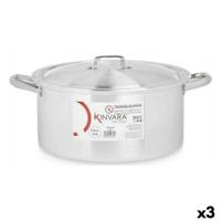 Kookpot met Deksel Kinvara 100011 100011 Zilverkleurig 12,5 L 44 x 19 x 35 cm (3 Stuks)