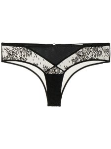 Fleur Du Mal string en cuir végétal à fleurs brodées - Noir