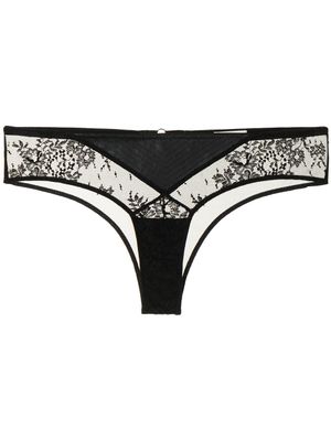 Fleur Du Mal culotte brodée en cuir vegan brodé - Noir