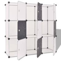 The Living Store Opbergmeubel Organizer - 110 x 37 x 110 cm - Zwart en Wit - PP en Verchroomd staaldraad - thumbnail