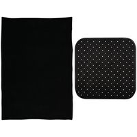 MSV Douche anti-slip mat en droogloop mat - Sevilla badkamer set - rubber/microvezel - zwart