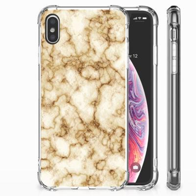 Apple iPhone Xs Max Anti-Shock Hoesje Marmer Goud Apple iPhone Xs Max Anti-Shock Hoesje Marmer Goud