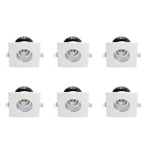 LED Spot 6 Pack - Inbouwspot - Vierkant 6W - Waterdicht IP65 - Natuurlijk Wit 4200K - Mat Wit Aluminium - 90mm