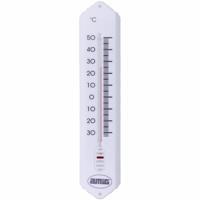 Thermometer binnen/buiten - kunststof - wit - 19 x 5 cm - thumbnail