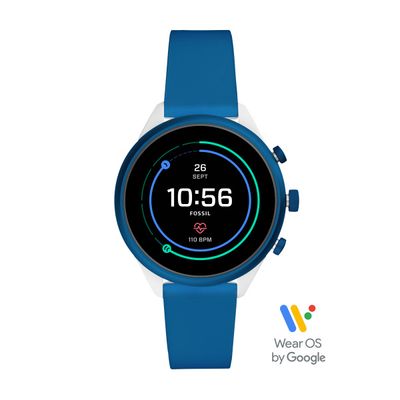 Horlogeband Smartwatch Fossil FTW6051 Silicoon Blauw 18mm