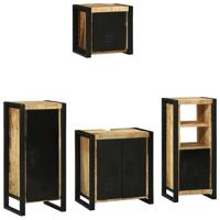 Badkamermeubelset met plank 4 pcs Bruin Massief Mango Hout