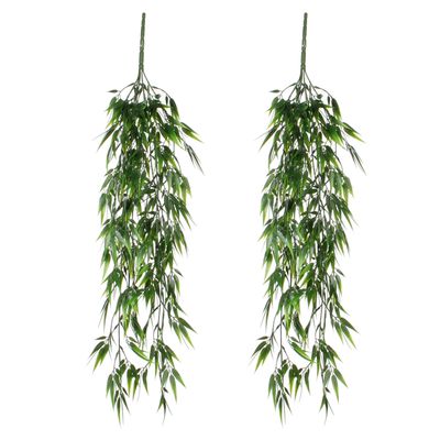 Set van 2x stuks bamboe kunstplant hangend 76 cm - Plafond of vanaf kast