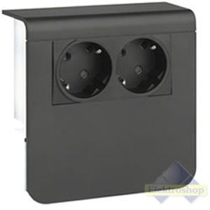 Hager plintgoot outlet dubbel stopcontact zwart 80mm