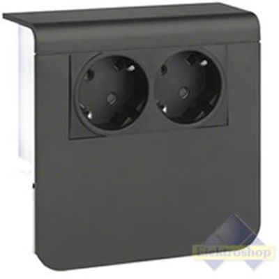 Hager plintgoot outlet dubbel stopcontact zwart 80mm
