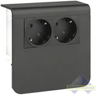 Hager plintgoot outlet dubbel stopcontact zwart 80mm