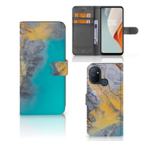 OnePlus Nord N100 Bookcase Marble Blue Gold