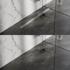 Brauer Douchegoot - 110x7.5cm - vloerflens - tegelinlegrooster omkeerbaar - RVS - geborsteld RVS DR-MRF110NG