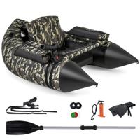 Opblaasbare Rubberboot Vissersboot met Vinnen Visliniaal Hengelhouder Opbergzakken Pomp Verstelbare Rugleuning Camouflage