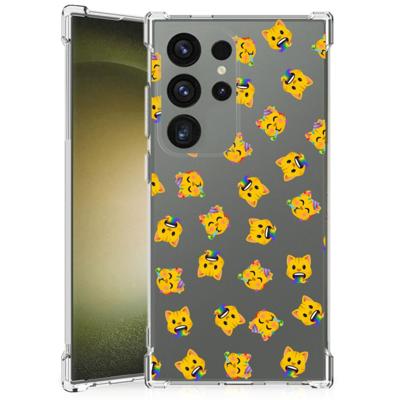 Doorzichtige Silicone Hoesje voor Samsung Galaxy S24 Ultra Katten Emojis