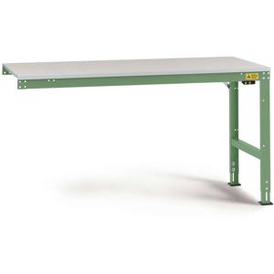 Manuflex LU6063.6011 ESD ESD-werktafel universele standaard aanschuiftafel met rubber schijf, bxdxh = 1500 x 1000 x 760-870 mm Reseda groen (RAL 9010)