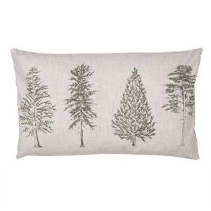 Clayre & Eef Kussenhoes 30x50 cm Beige Groen Polyester Dennenbomen