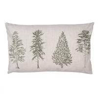 Clayre & Eef Kussenhoes 30x50 cm Beige Groen Polyester Dennenbomen